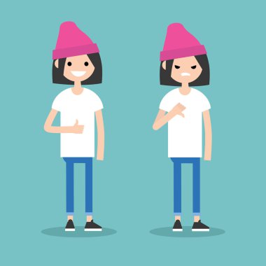 Başparmak yukarıya ve aşağı başparmak. Evet ya da hayır illüstrasyon kavramsal. Eski