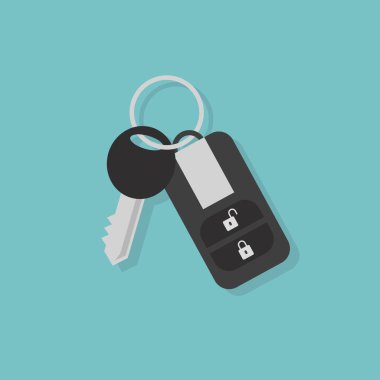 Araba anahtarı uzaktan kumanda ile / düz düzenlenebilir vektör çizim,