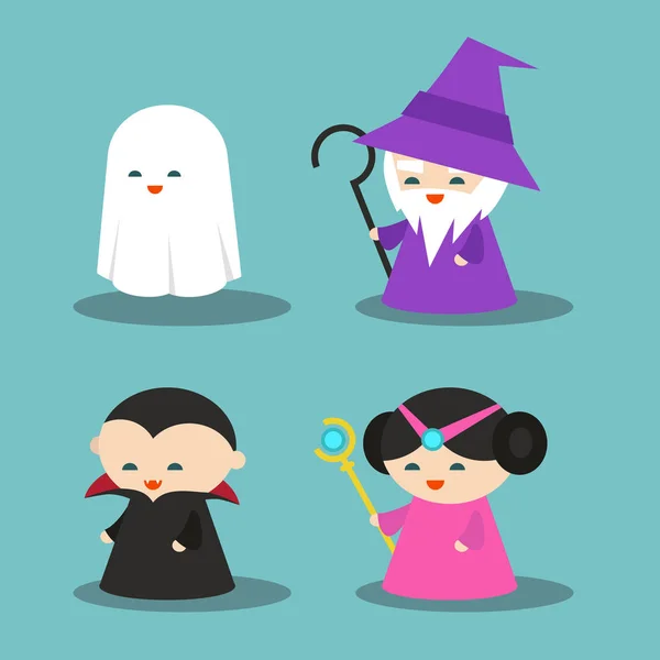 Set di personaggi dei giochi per computer: Fantasma, Mago, Dracula, Principi — Vettoriale Stock
