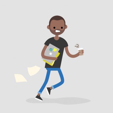 Genç siyah karakter toplantıma geciktim. Office sabah r