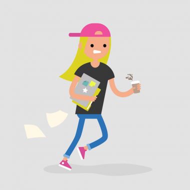 Genç kadın karakter toplantıma geciktim. Office sabah 