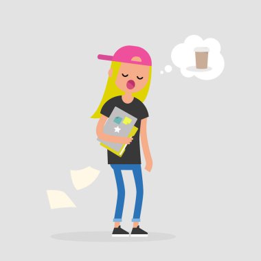 Kahve hakkında rüya genç kadın uykulu Yöneticisi. Bu sabah