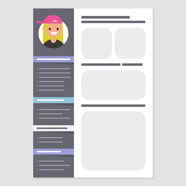 Je cherche du travail. Modèle de CV. Biographie. Renseignements personnels . — Image vectorielle