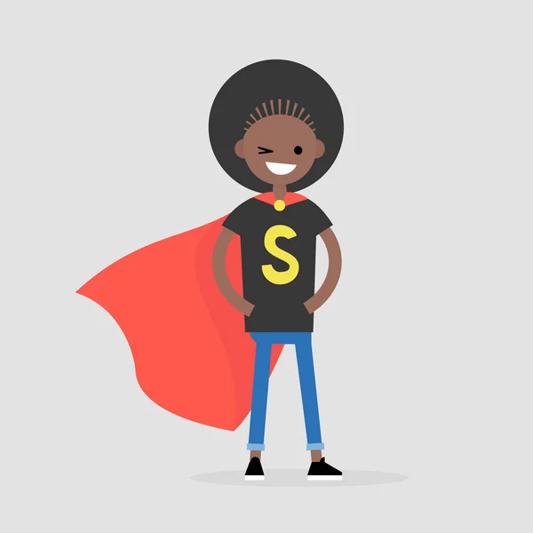 Ilustración conceptual de superhéroes. Joven personaje vistiendo su — Vector de stock