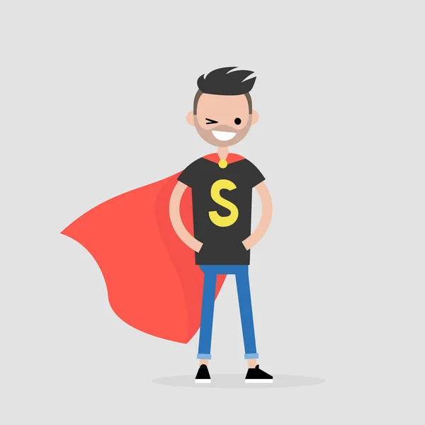 Superhero conceptual illustration. Young  character wearing a su — Stock Vector
