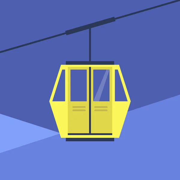 Transporte Público Turístico Cabine Funicular Amarela Sem Pessoas — Vetor de Stock