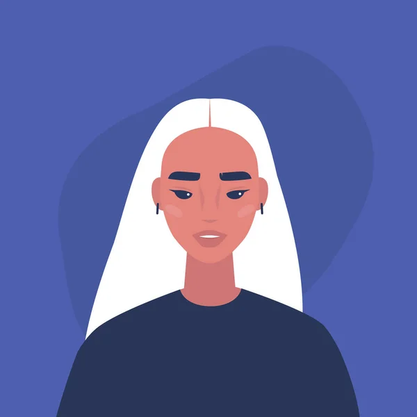 Plano vector retrato de un joven millennial asiático hembra characte — Archivo Imágenes Vectoriales