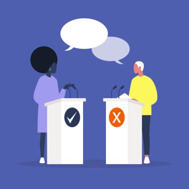 Tartışmalarda tartışan iki aday, halka açık konuşma, siyasi 