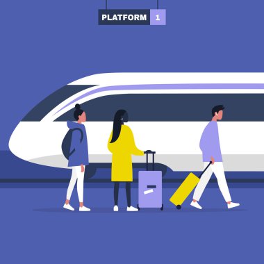 Yüksek hızlı tren lokomotifi, bir grup genç yetişkin karakter...