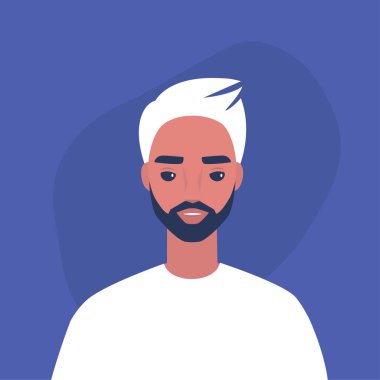 Genç bir erkek karakterin düz vektör portresi