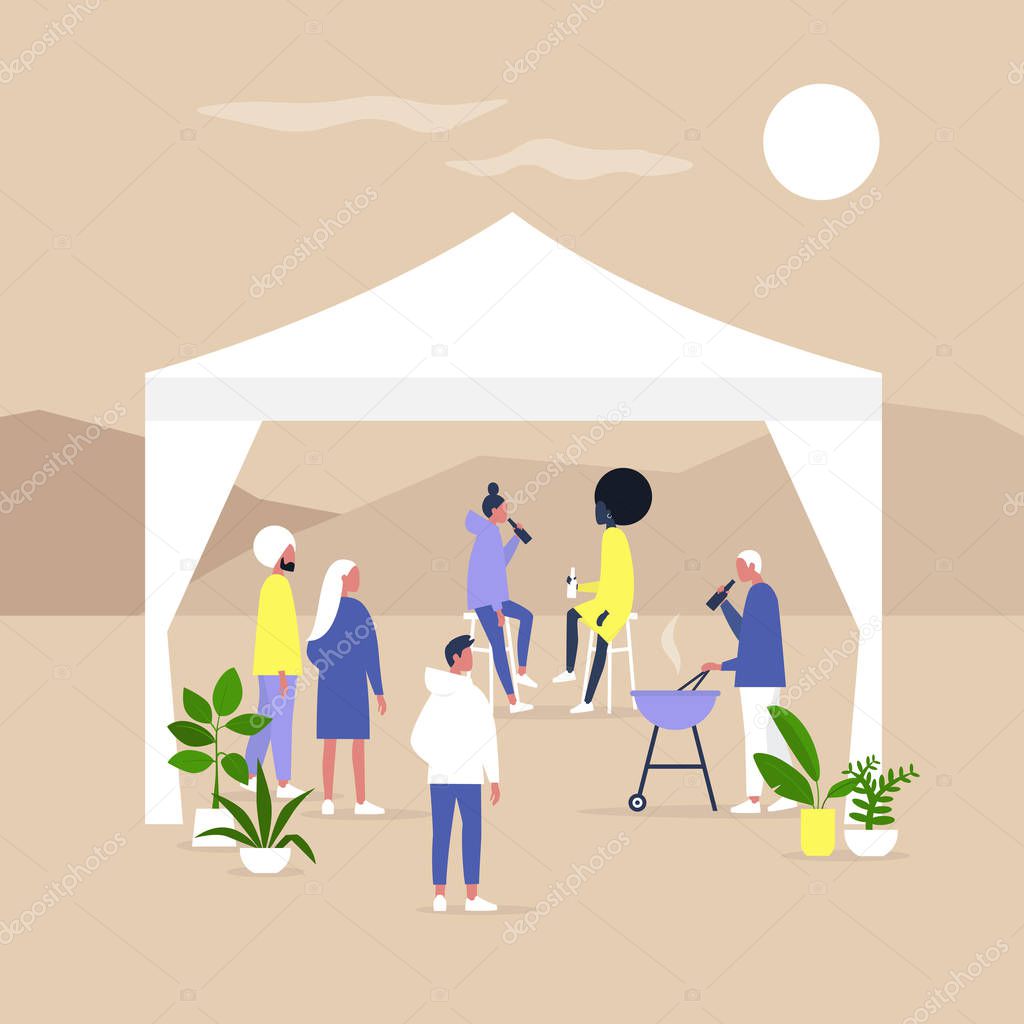 Outdoor party in a marquee, Millennial lifestyle, Multi-ethnic g