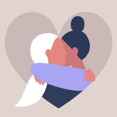 Birbirine sarılan iki yetişkin kadın, sevgili eşler, Sevgililer Günü, Lgbtq.