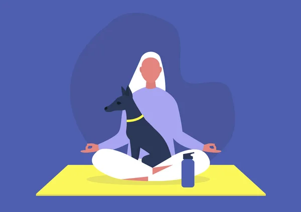 Doga Pratique Yoga Comme Exercice Avec Des Chiens Compagnie Mode — Image vectorielle