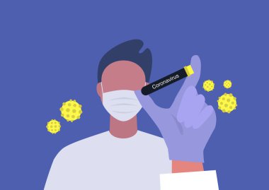 Coronavirus, test tüpü tutan erkek doktor, tıbbi bakım, sağlık, virüs salgını