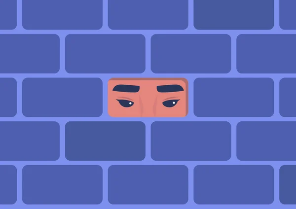 自由と国境 プライバシー ストーキング 内向的な考え方 うつ病の穴を見るアジアの目 — ストックベクタ