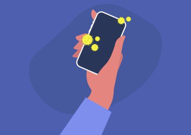 Coronavirüs kirliliği, akıllı telefon yüzeyindeki mikroplar, önleme yayılan mikroplar.