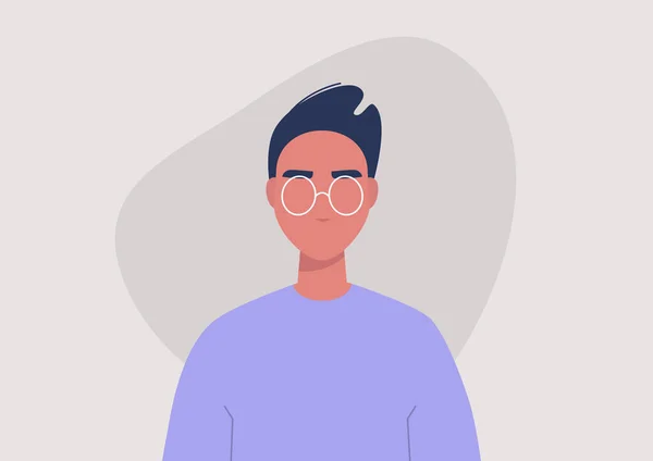 Jeune Homme Portrait Personnage Vue Face Style Vie Millénaire Graphiques — Image vectorielle