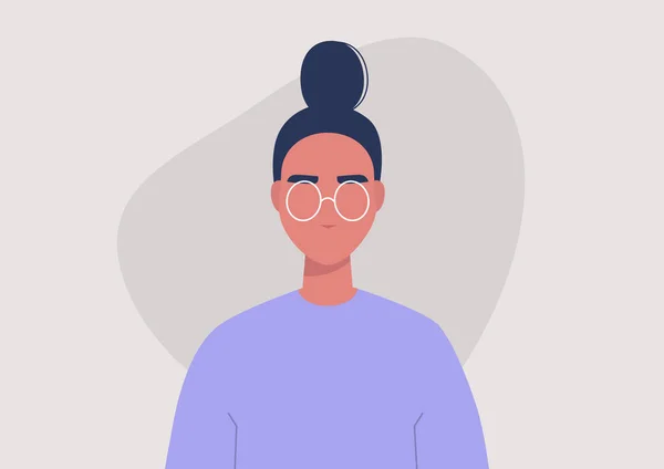 Retrato Personaje Femenino Joven Vista Frontal Estilo Vida Milenario Gráficos — Archivo Imágenes Vectoriales