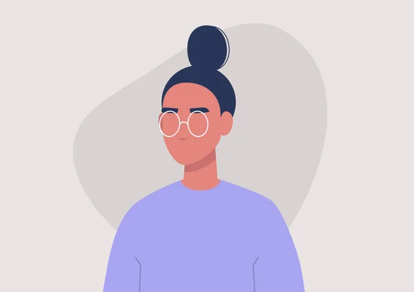 Portrait Jeune Personnage Féminin Vue Face Style Vie Millénaire Graphismes — Image vectorielle