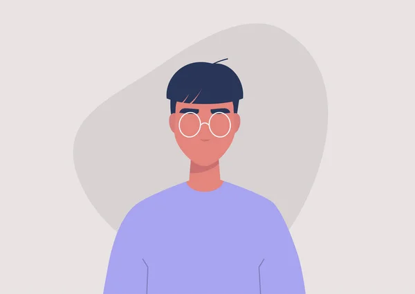 Portrait Jeune Personnage Portant Une Coupe Bol — Image vectorielle