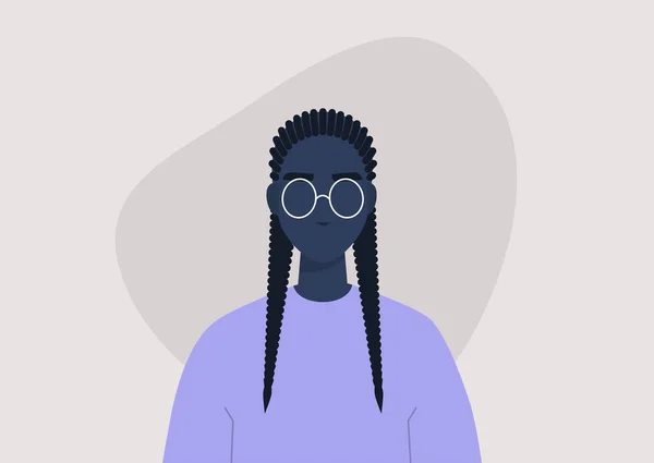 Saç Örgüsü Takan Afrikalı Amerikalı Bir Kızın Portresi Modern Tarzda — Stok Vektör