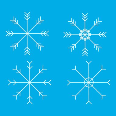 wihite kar taneleri mavi arka plan üzerinde ayarlayın. kış, tatil dekorasyon elemanları. renkli vektör illüstrasyon  