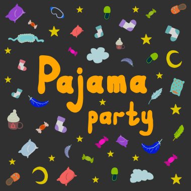 Pijama partisi için desenli pijama partisi metni