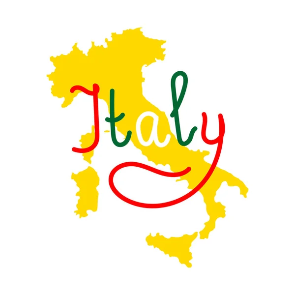 Mapa de contorno amarelo de Itália sobre fundo branco —  Vetores de Stock