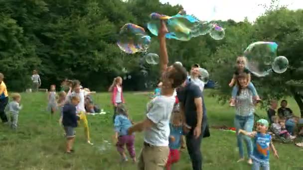 Ukrayna Vinnytsia Haziran 2019 Halkın Dostluk Parkı Küçük Çocuklar Zıplıyor — Stok video