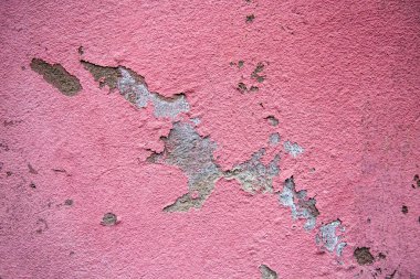 Klasik duvar arkaplanı. Yüksek detaylı taş duvarın arka planı. Pembe, eski, yırtık pırtık bir duvar..