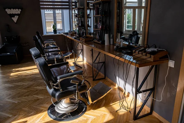 Ucraina Vinnitsa August 2019 Ovodova Grand Barbershop Cameră Scaune Pentru — Fotografie, imagine de stoc