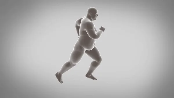 3d renderização de um homem gordo correndo. ilustração 3d — Fotografia de Stock