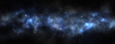 parlak siyah bir gökyüzü, 3d çizim Samanyolu'nda