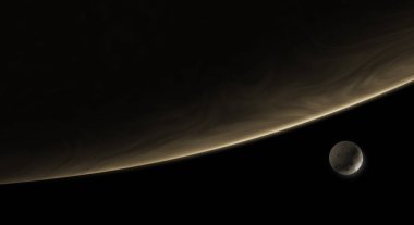 Derin uzayda 3d çizim exoplanet etrafında dönen ay