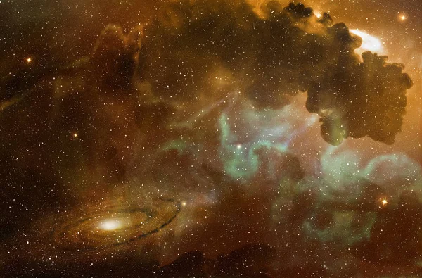 Bunter Nebel und Spiralgalaxie in Milliarden Sternen — Stockfoto