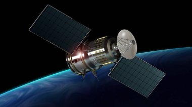 yörüngede Dünya gezegeni, 3d resimde uydu