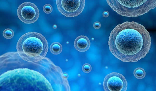 Human cells in a blue background, 3d illustration — Stock Photo, Image