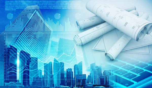 İnşaat sektöründe ve gayrimenkul geliştirme kavramı 3d illüstrasyon