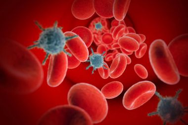 Kan, 3d resim içinde mikroskobik virüs