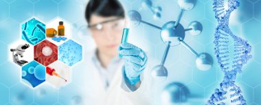 Mikrobiyoloji araştırma soyut kavram arka plan, 3d çizim