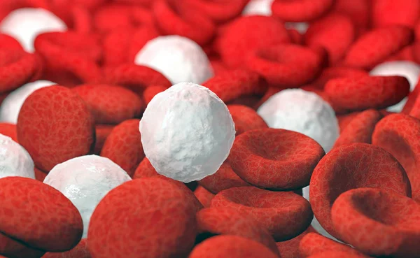 Vörös és fehér vérsejtek, 3D-s illusztráció — Stock Fotó