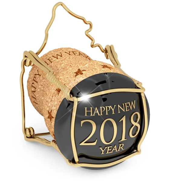 2018 Cap de champanhe de Ano Novo isolado, ilustração 3d — Fotografia de Stock