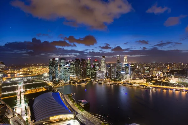 Lights Singapore Downtown Evening — Stock Photo, Image
