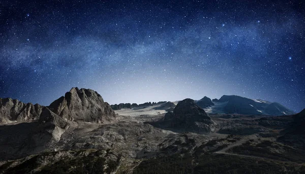 Cielo Nocturno Estrellado Paisaje Montaña —  Fotos de Stock