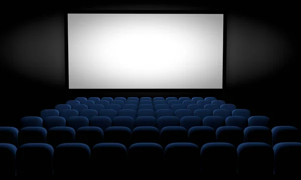Movie Theater Blue Seats Blank Screen Illustration — Stock Photo, Image