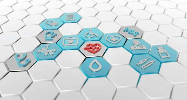 Hexagonal Pattern Medical Icons Illustration — Stock Photo, Image