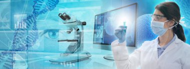 Genetik araştırma laboratuvarında bir deney tüpünü analiz eden bilim adamı.