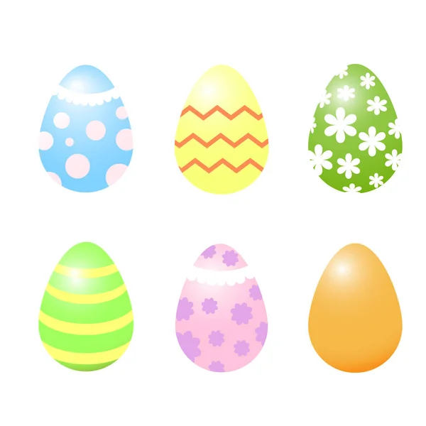 Ensemble de six œufs de Pâques décorés colorés — Image vectorielle