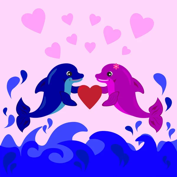 Roztomilý delfín kreslený — Stockový vektor