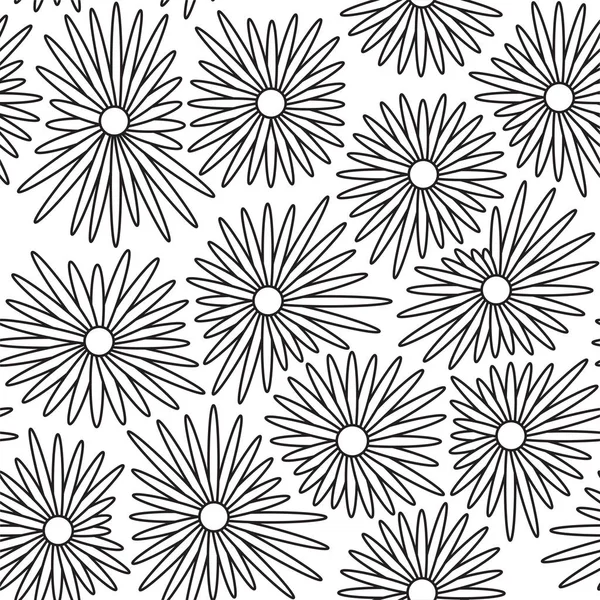 Fondo floral sin costuras con color blanco y negro — Vector de stock